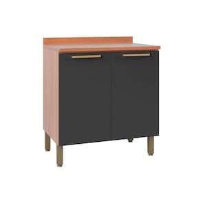 Módulo De Cozinha Telasul Thela Sálvia Balcão Com Tampo Thela Sálvia Com 2 Portas 80cm Freijó Grafite Telasul