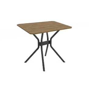 Mesa Para Cozinha Loire Aço Com Tampo Madeirado 90x90cm Preto Fosco Kappesberg