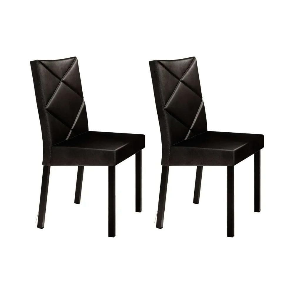 Kit 2 Cadeiras Sala Jantar 1737 2 Un Preto Courano Preto Carraro