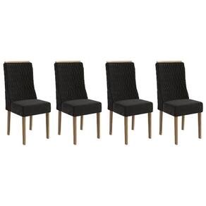 Kit 4 Cadeiras De Cozinha 2cad158ng 4 Un Nogueira Suede Preto A038