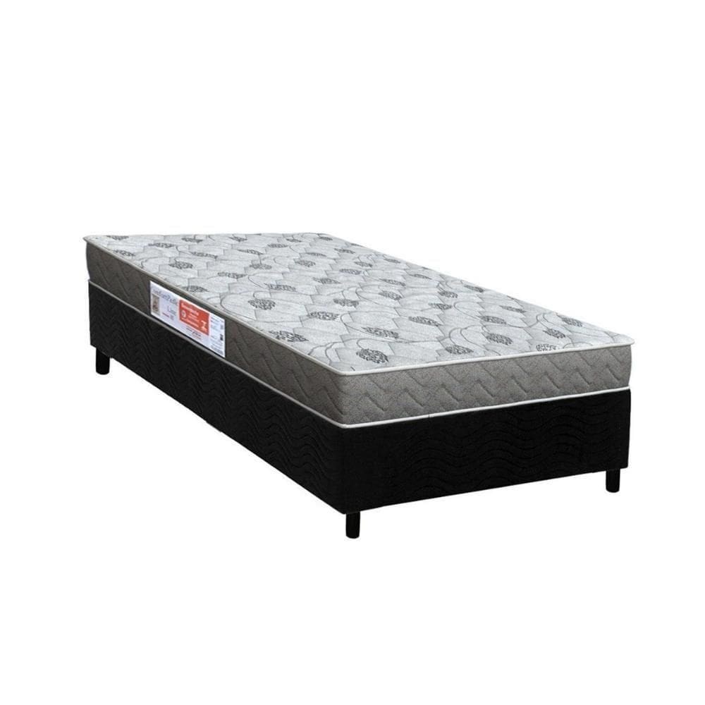 Conjunto Box Solteiro: Colchão Espuma Ortho D45 Comfortpedic + Base Crc Suede Black (78x188)