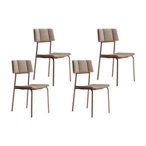 Kit 4 Cadeiras Sala Jantar Lou 1742 4 Uni Rose Linho Areia Carraro