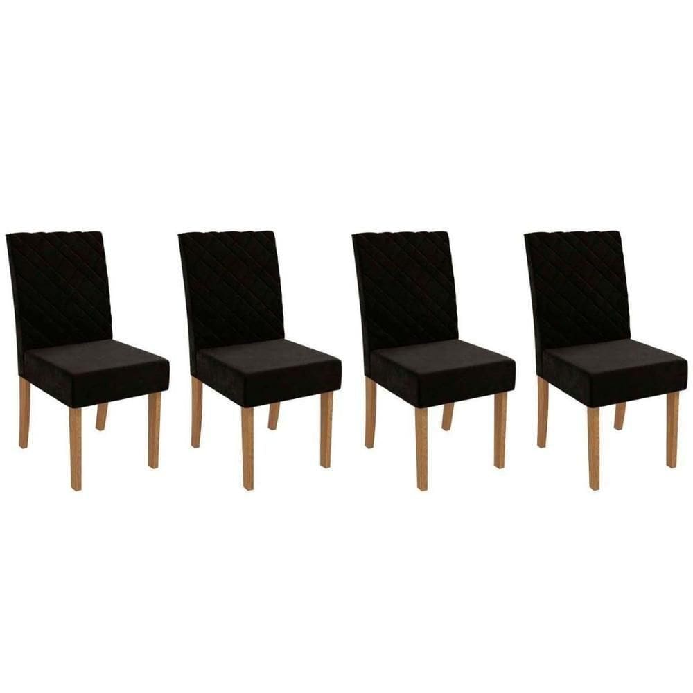 Kit 2 Cadeiras De Cozinha 2cad133ng 4 Un Nogueira Suede Preto A038