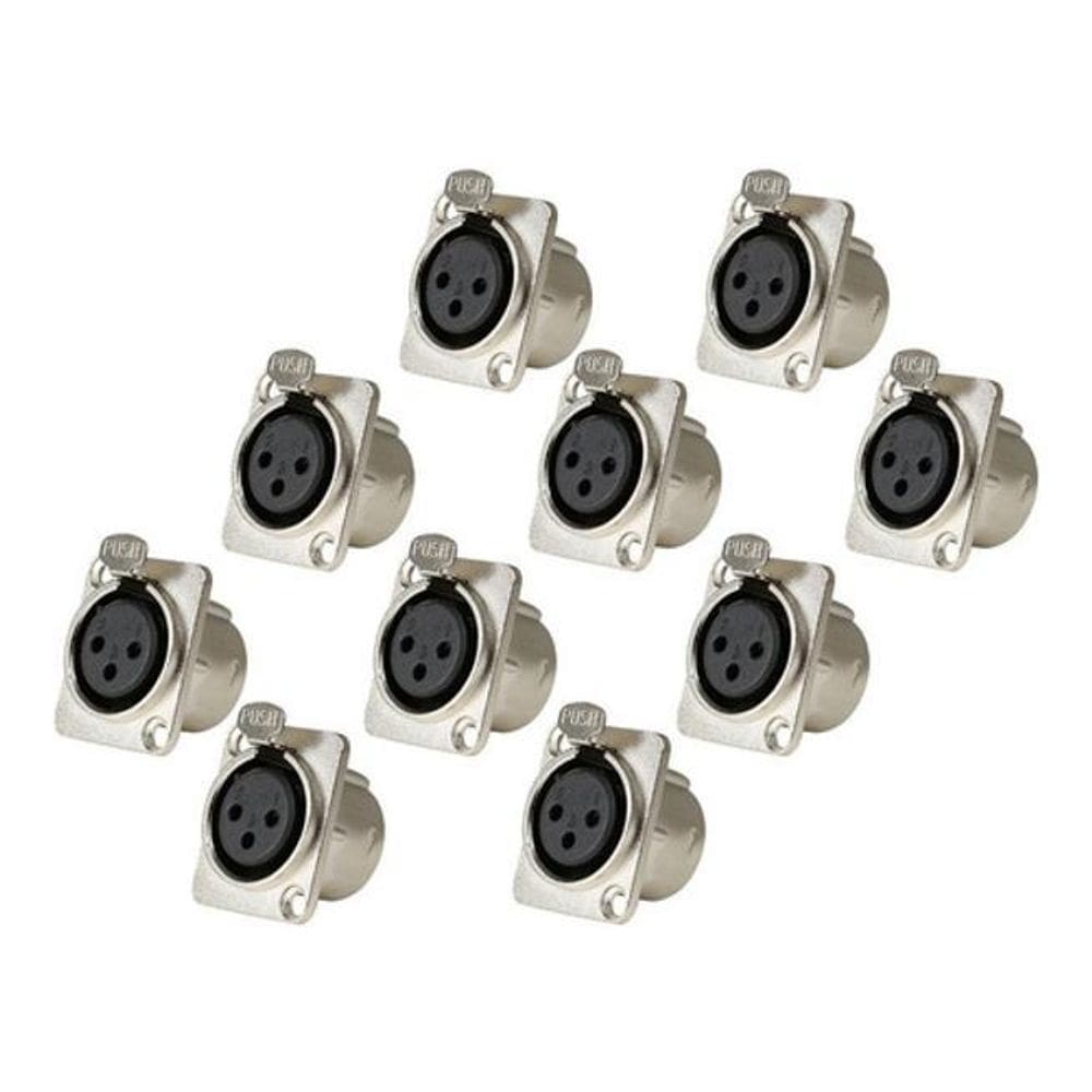 Kit 10 Conector Xlr Canon Femea Para Painel 3 Pinos Sa2X