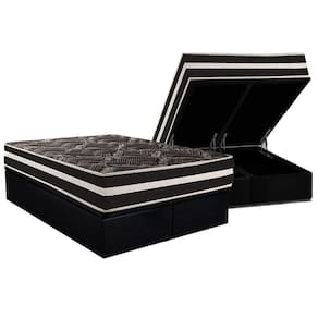 Conjunto Box Baú Queen: Colchão Molas Paropas D28 - Master Ag80 Black Double Face 25 + Base Crc Suede Black (158x198)