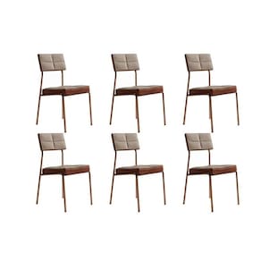 Cadeira De Cozinha Neo 1740 Kit 6 Uni Rose Linho Areia Courano Caramelo