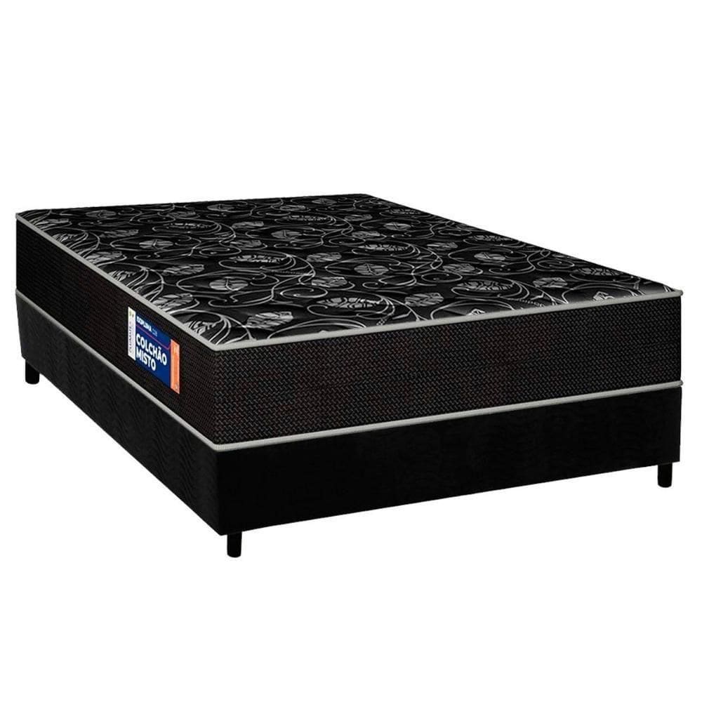 Conjunto Box Casal: Colchão Espuma Plumatex D28 Isopluma + Base Crc Suede Black (138x188)