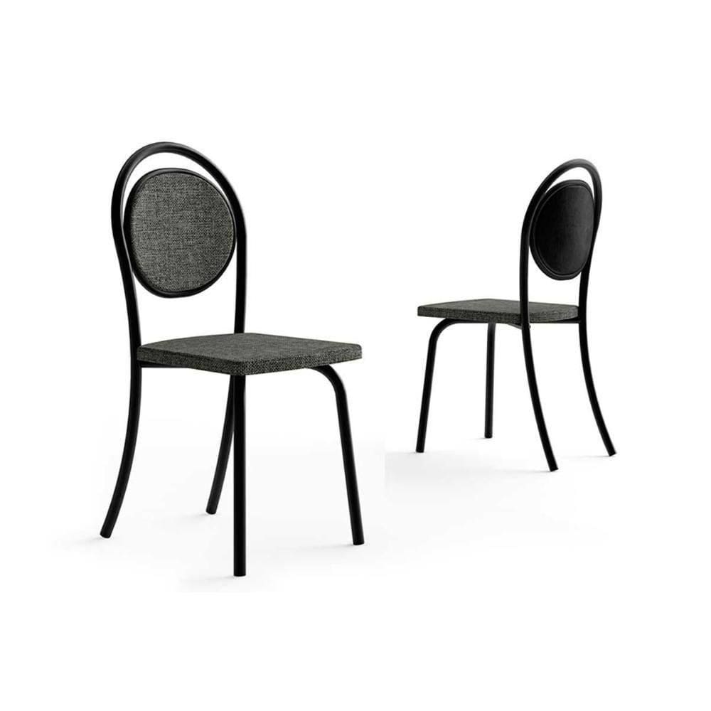 Kit 2 Cadeiras Sala Jantar 1738 Aço 2 Uni Preto Linho Grafite Courano Preto Carraro