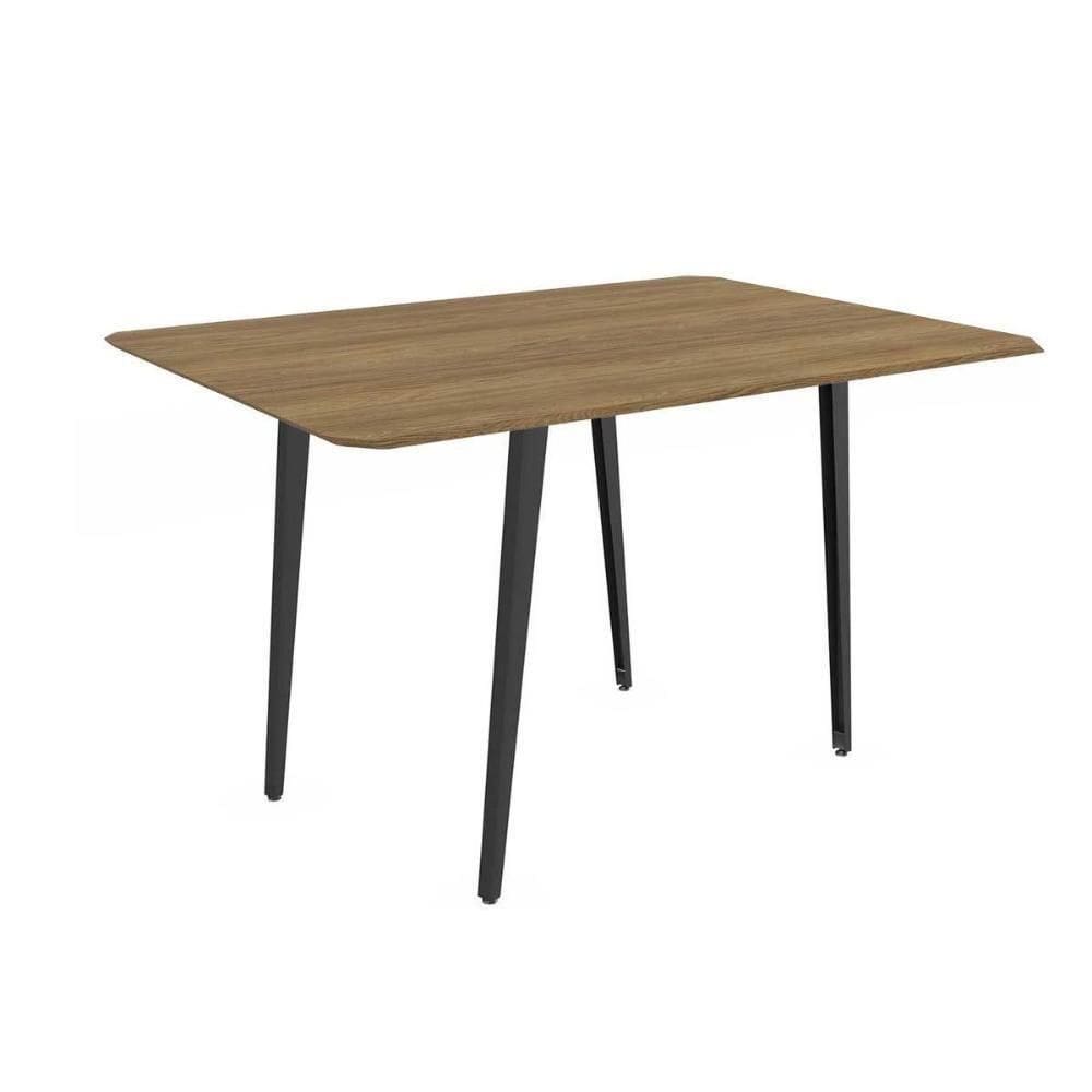 Mesa Para Cozinha Iguaçu Aço Com Tampo Madeirado 160x90cm Preto Fosco Nogueira Kappesberg