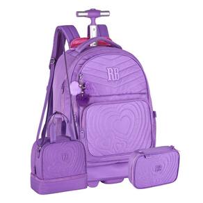 Kit Mochila Rodinhas Rebecca Bonbon Lancheira Estojo - Roxo