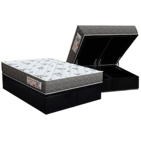 Conjunto Box Baú Queen: Colchão Espuma Ortho D33 Comfortpedic Black + Base Crc Suede Black (158x198)
