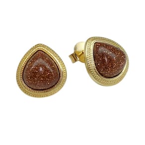 Brinco Pedra Do Sol Dourado Com Textura Semijoia Lizzy Fatin