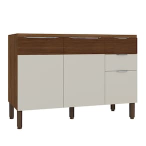 Balcão de Cozinha 120cm 3 Portas Dora K02 Nogueira/Off - Mpozenato
