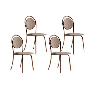 Kit 4 Cadeiras Sala Jantar 1738 4 Uni Rose Linho Areia Courano Caramelo Carraro
