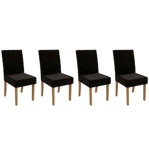 Cadeira De Cozinha 2cad133ng Kit 4 Un Nogueira Suede Preto A038