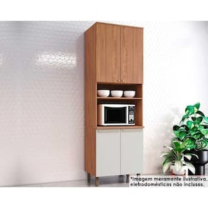 Paneleiro De Cozinha Modulado Requinte Torre Quente Com 4 Portas E 1 Nicho Para Forno 71cm Nature Nature Areia