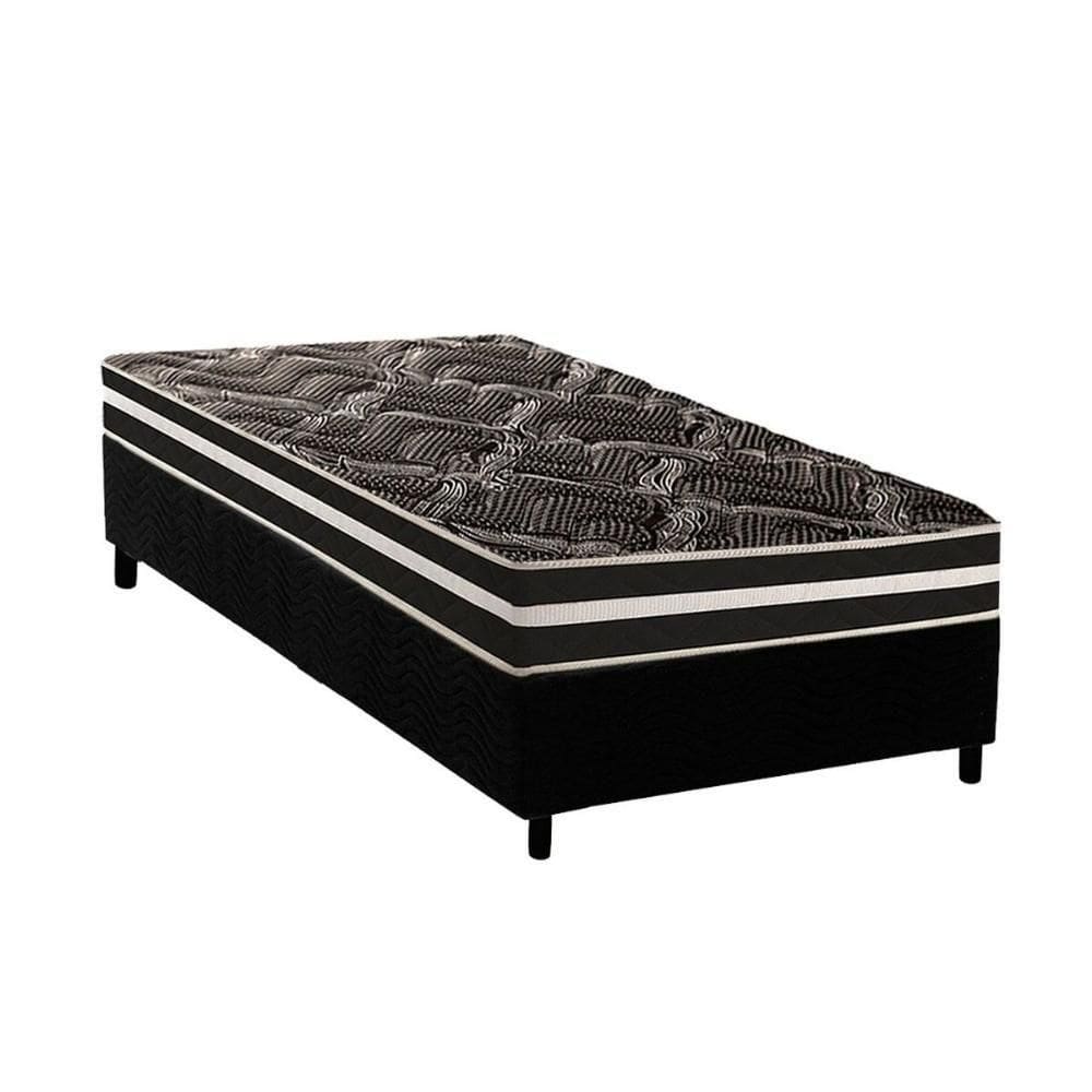 Cama Box Solteiro: Colchão Ortopédico Paropas D28 - Master Ag80 Black Double Face 17 + Base Crc Suede Black (88x188)