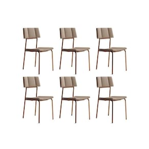 Kit 6 Cadeiras Sala Jantar Lou 1742 6 Uni Rose Linho Areia Carraro