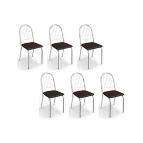Kit 6 Cadeiras De Cozinha Noruega C077 6 Un Cromada Preto 110