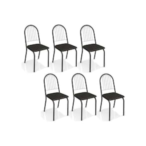 Cadeira De Cozinha Noruega 2c077 Kit 6 Un Preto Fosco Courano Preto 110