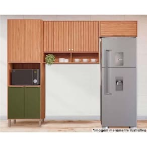 Cozinha Completa 3 Peças Divina 2 Aéreos 1 Paneleiro Cz045 Freijó Verde