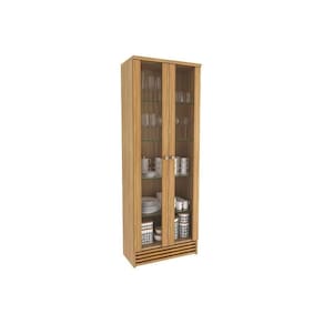 Paneleiro De Cozinha Modulado Cr6002 Com 2 Portas Com Vidro 64cm Natural Tecno Mobili