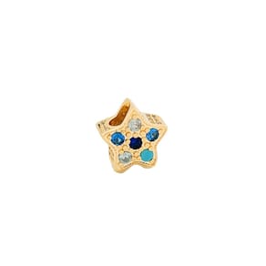 Berloque Estrela Cravejada Zircônias Azuis Banhado a Ouro