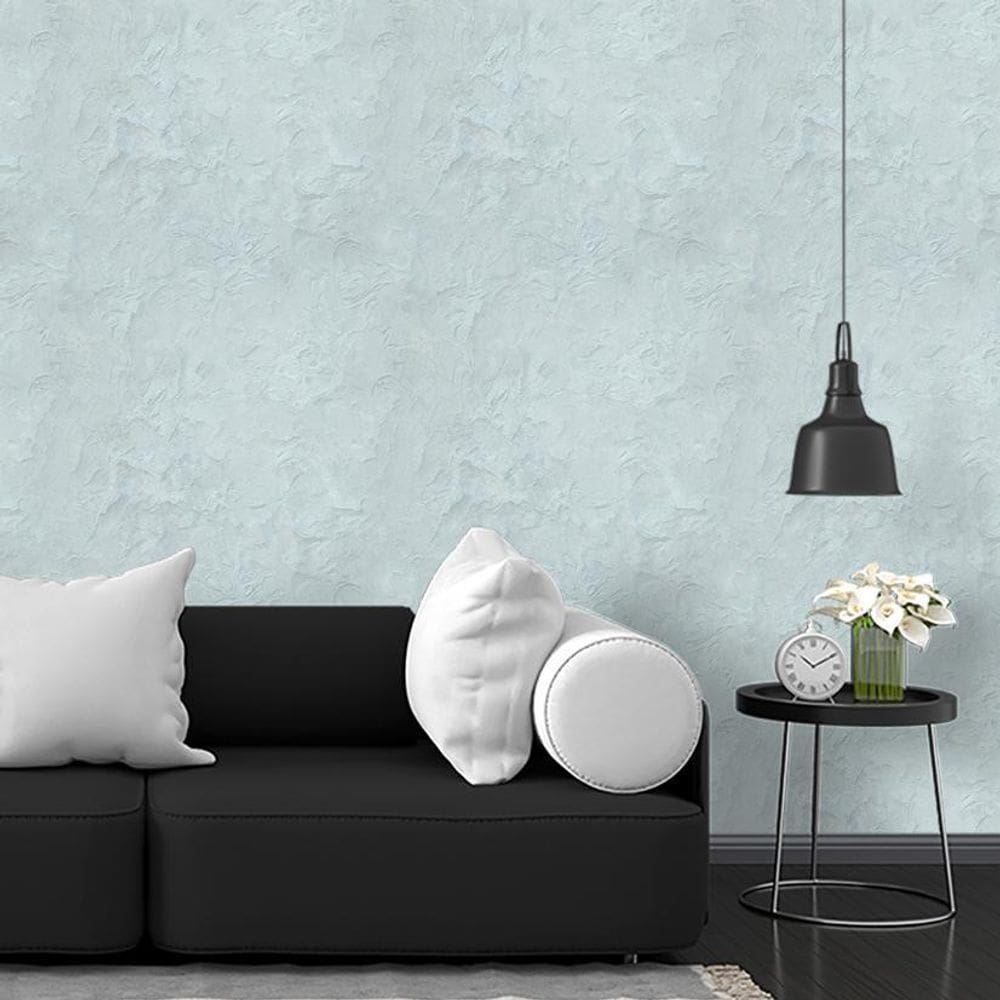 Kit 2 Rolos Papel De Parede Adesivo Cimento Azulado 3,0M