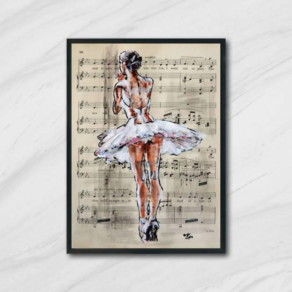 Quadro Decorativo Bailarina 24x18cm - Madeira Preta