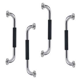 Barra de Apoio Inox 30cm Suporte Antiderrapante Kit 4 unidades Idoso Gestante Cadeirante Banheiro Box Acessibilidade Segurança