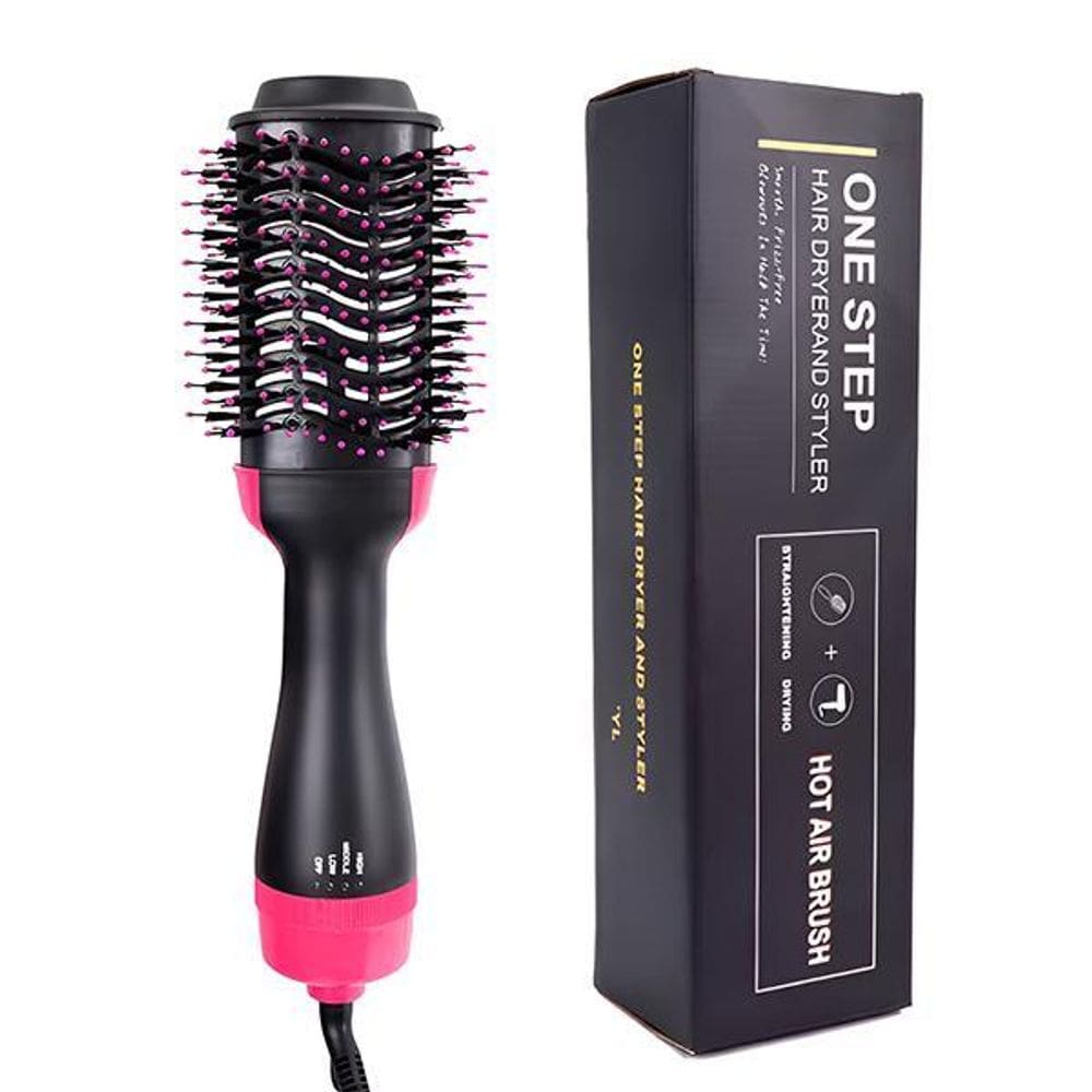 Escova Multifuncional Rosa 3 Em 1 Seca Alisa Modela Cabelos