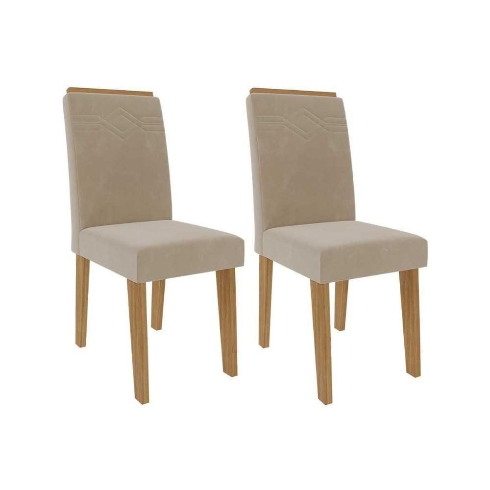 Kit 2 Cadeiras De Cozinha Taís 2 Un Nature Suede Nude Bege Cimol