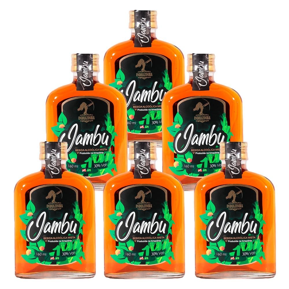 Cachaça Mista de Jambu Indiazinha 160ml 6 Unidades