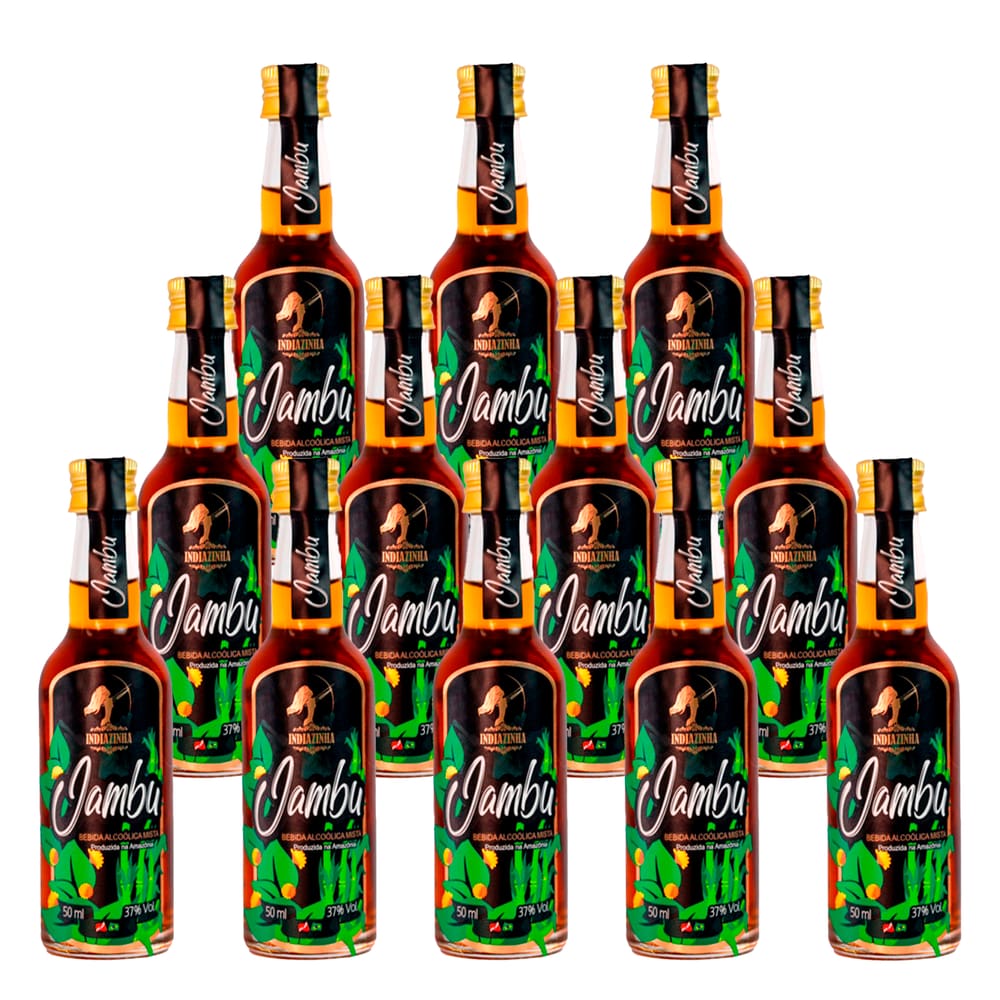 Miniatura Cachaça Mista de Jambu Indiazinha 50ml 12 Unidades
