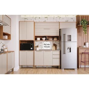 Kit Cozinha Modulada 4 Peças Esplêndida 2 Aéreos + 1 Balcão + 1 Torre Quente C4p182 Freijó Off White