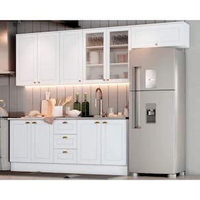 Kit Cozinha Modulada 6 Peças Americana 3 Aéreos + 2 Balcões + 1 Complemento Sem Pia Cz153 Branco