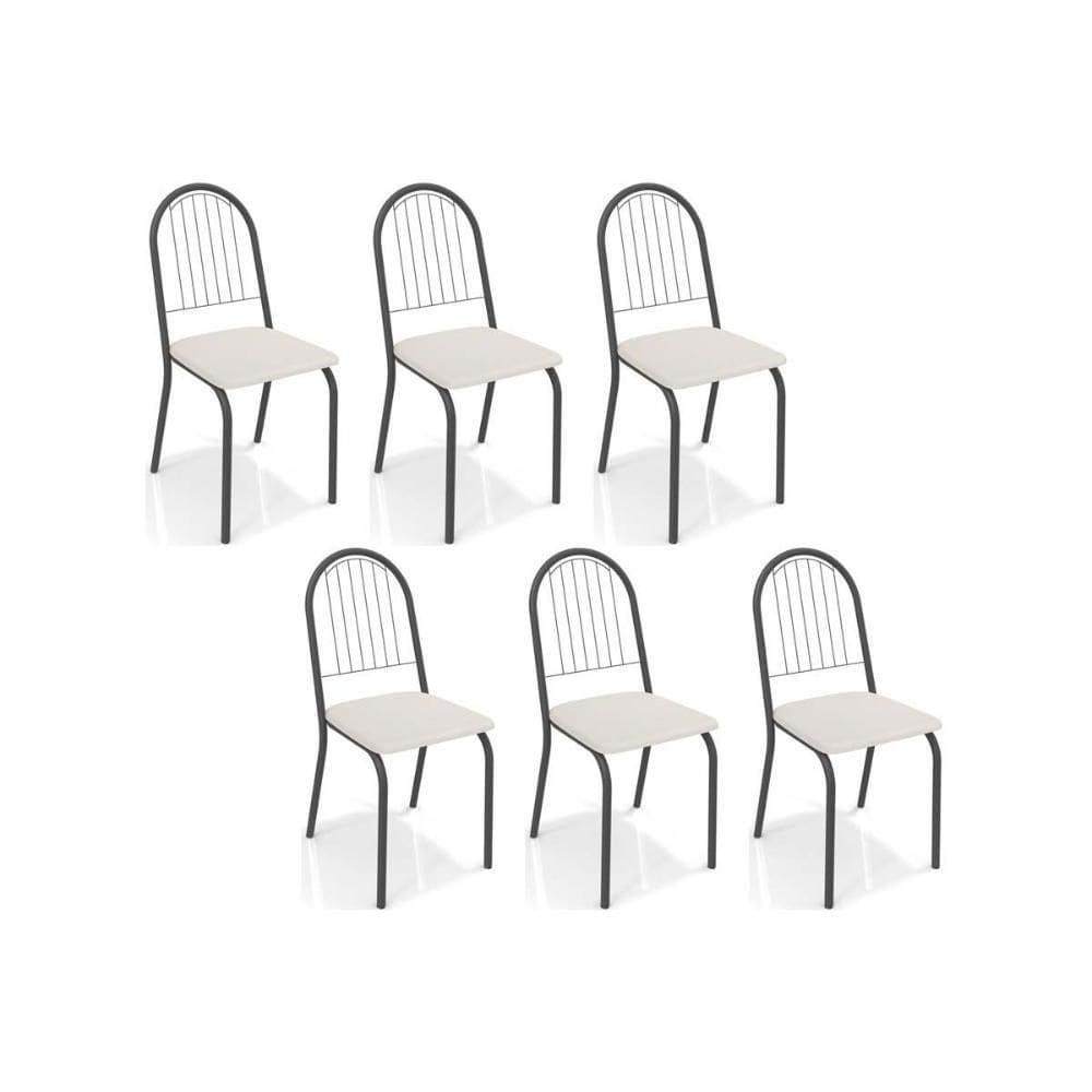 Cadeira De Cozinha Noruega C077 Kit 6 Un Preto Fosco Courano Branco