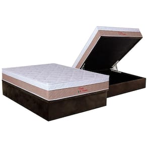 Cama Box Baú Casal: Colchão Anatômico Ortho Foggia Premier + Base Crc Suede Brown (138x188)