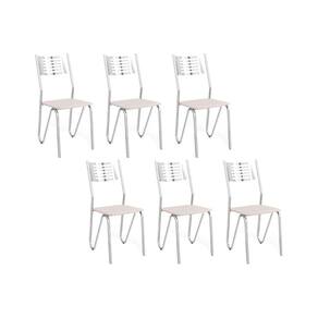 Kit 6 Cadeiras De Cozinha Nápoles C045 6 Un Cromada Branco 106
