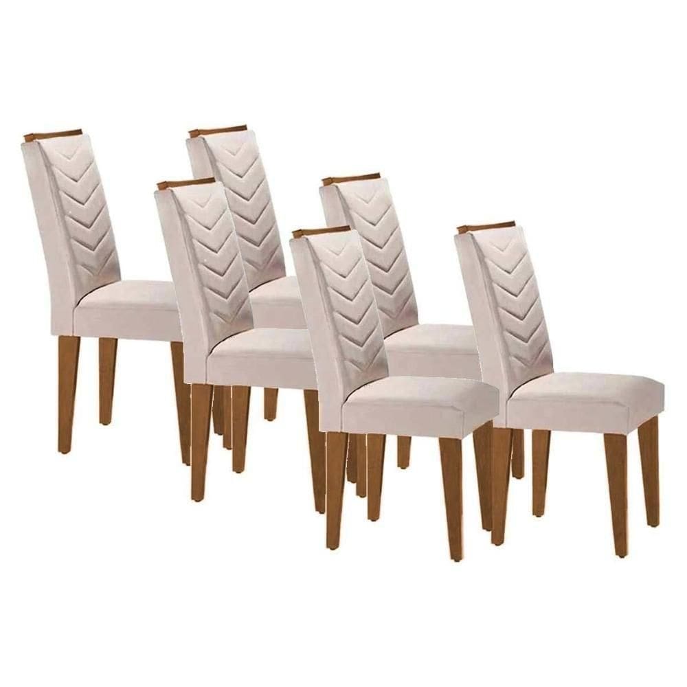 Kit 6 Cadeiras De Cozinha Londrina 6 Un Capuccino Suede Creme Rufato