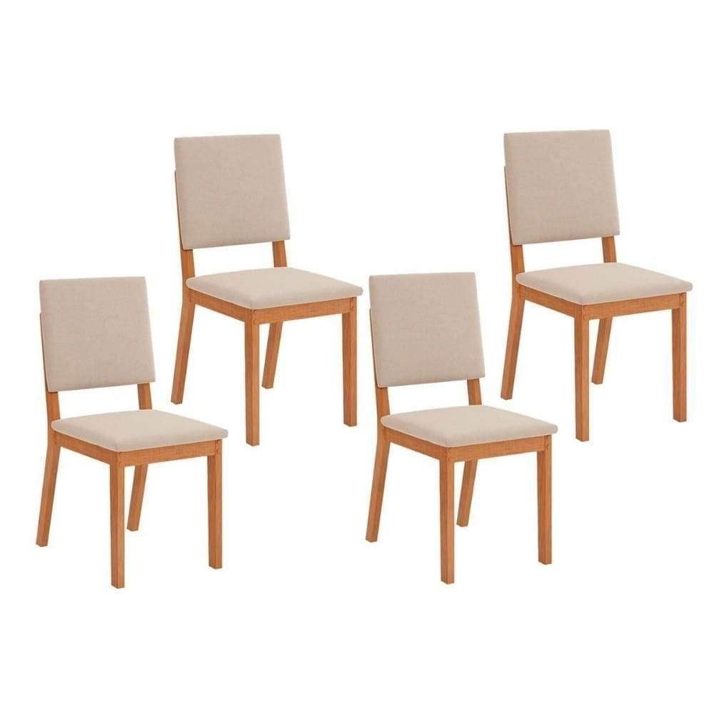 Kit 4 Cadeiras De Cozinha Talia 4 Un Cedro Suede Creme