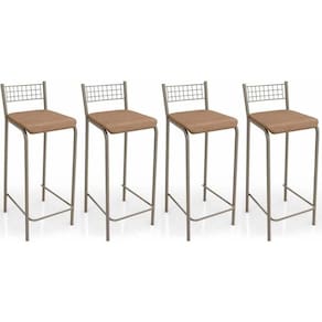 Kit 4 Banqueta De Cozinha Gênova B705 4 Un Niquel Courano Capuccino