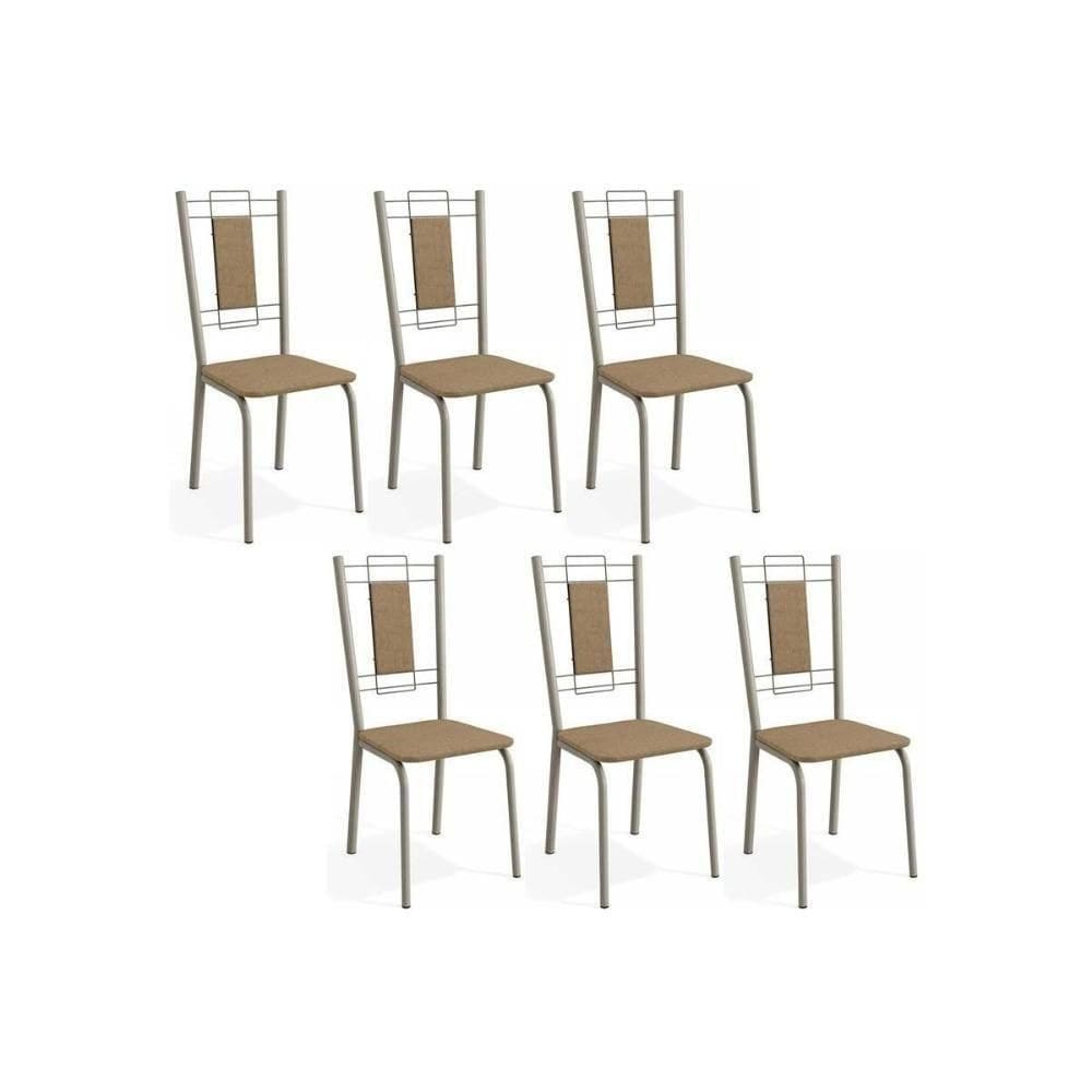 Cadeira De Cozinha Florença 2c005nk Aço Kit 6 Un Niquel Capuccino
