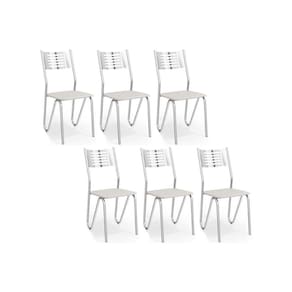 Kit 6 Cadeiras De Cozinha Nápoles 2c045 6 Un Cromada Branco 106