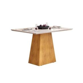 Mesa Para Cozinha Dulce Com Tampo Madeirado Vidro Reto 120x90cm Cedro Off White Dj Móveis