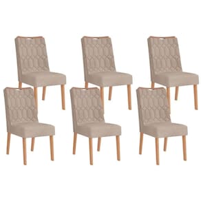 Kit 6 Cadeiras De Cozinha Bia 6 Un Cedro Suede Kraft