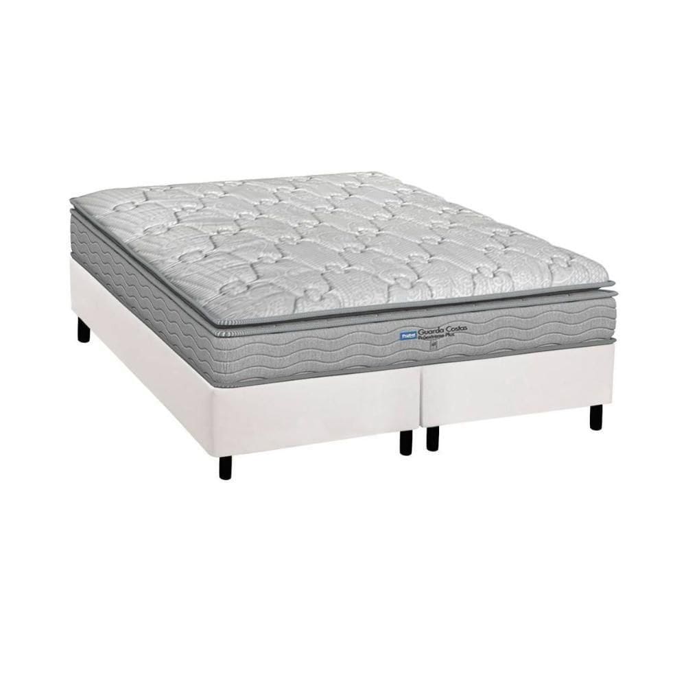 Cama Box King: Colchão Espuma D45 Probel Anatômico Guarda Costas Próextreme Plus + Base Crc Courano White (193x203)