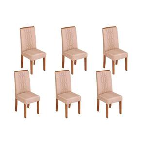 Kit 6 Cadeiras De Cozinha Zoe 6 Un Cedro Suede Creme