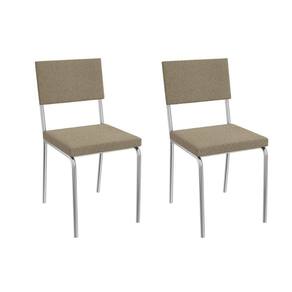 Cadeira De Cozinha Zaria 2c128 Aço Kit 2 Uni Cromado Bouclê Bege