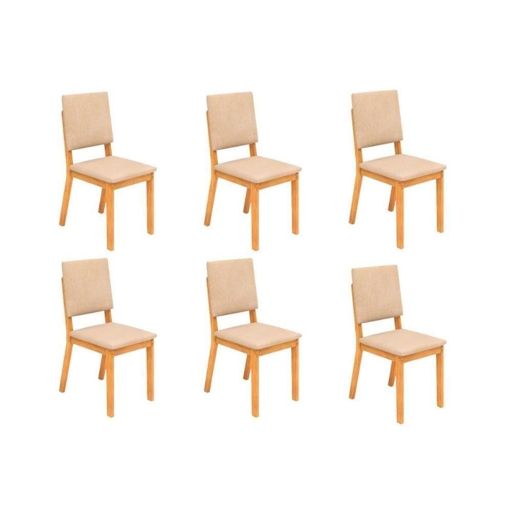 Kit 6 Cadeiras De Cozinha Talia 6 Un Cedro Suede Creme